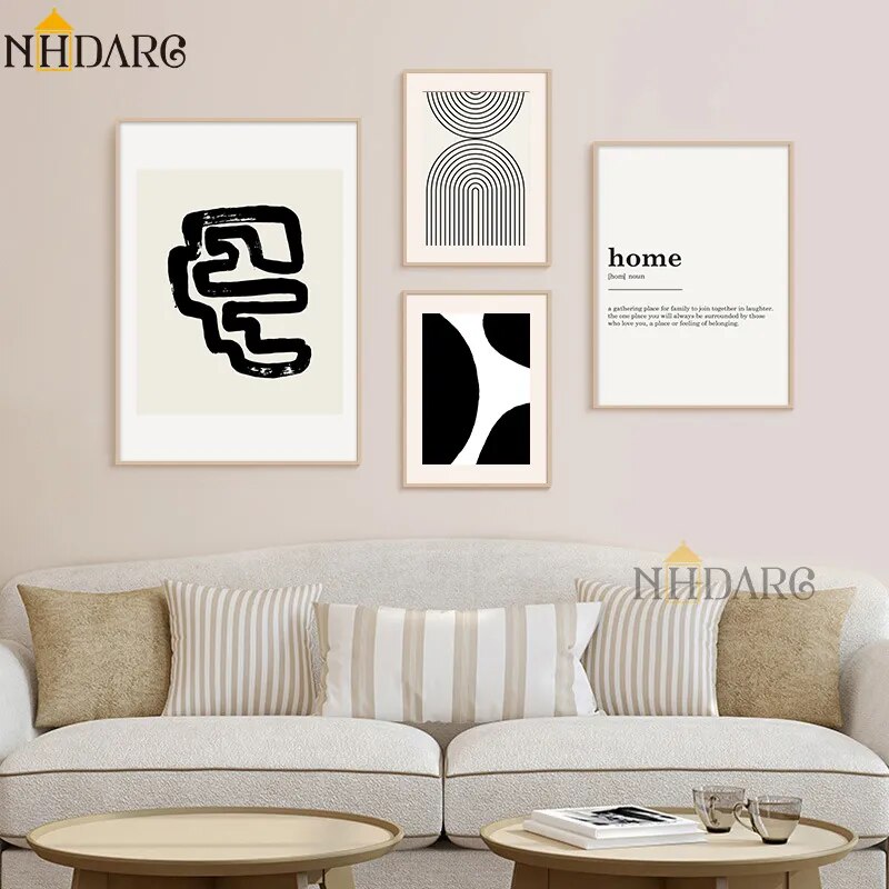 Nordic Black White Modern Abstract Wall Poster Pictures Art Canvas Print Painting for Living Room Home Decoration