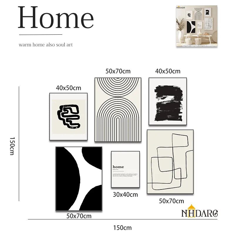 Nordic Black White Modern Abstract Wall Poster Pictures Art Canvas Print Painting for Living Room Home Decoration
