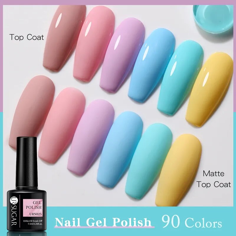 UR SUGAR Pink Glitter Sequin Gel Nail Soak Off UV Nail Art Semi-permanent Varnish All For Manicure Nail Supplies