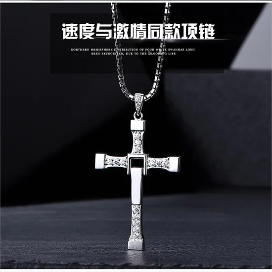 Fast and Furious Hard Gas Actor Hip Hop Dominic Toretto Cross Necklace Pendant for Men Friend Gift Fashion Jewelry