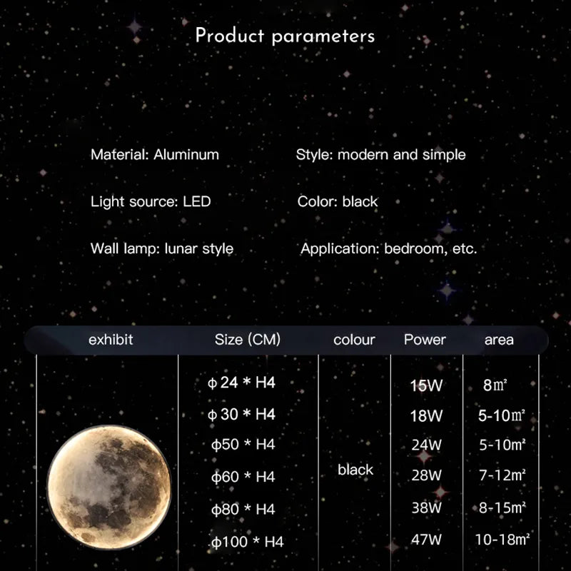 Modern Moon Lamp For Bedroom Living Room Stair Wall Light Fixture Led Interior Earth Background Home Decor Wall Lamps Ring Round