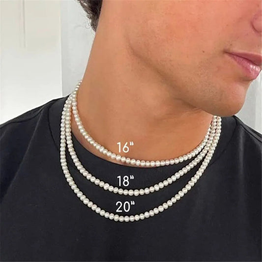 Pearl Necklace Men Simple Handmade Strand Bead Necklace 2022 New Trendy Men Jewelry for Women Girls Wedding Banquet Necklaces