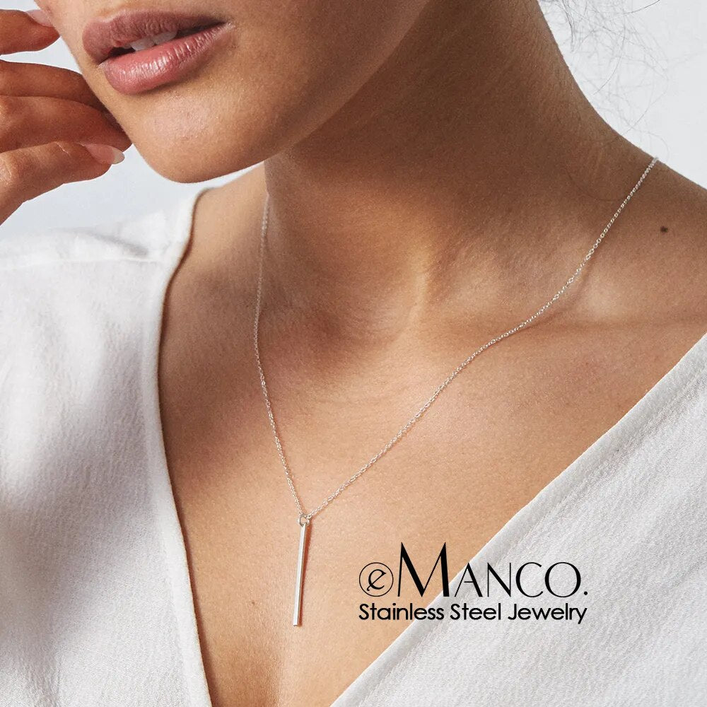 e-Manco Korean Style Women Gold Color Stainless Steel Necklace Fashion Layered Necklace Jewelry