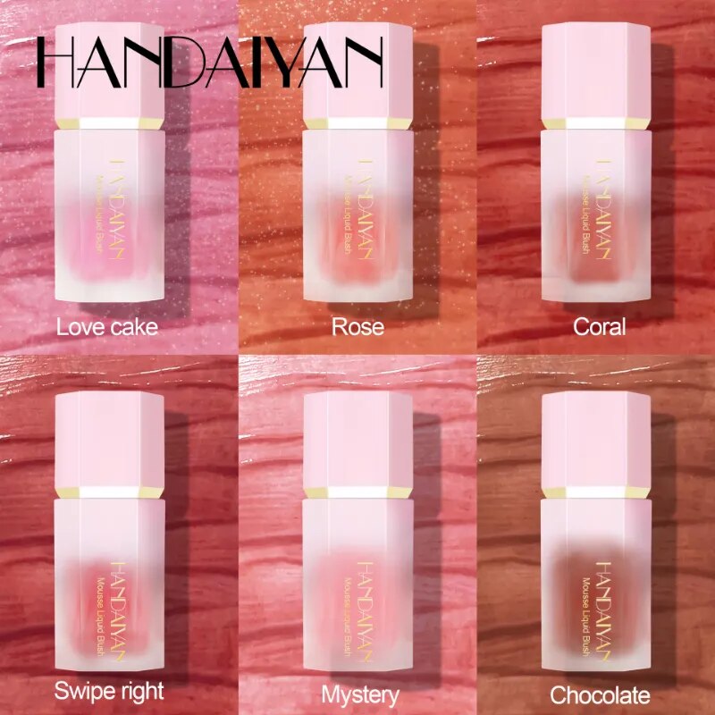 Watercolor Liquid Powder Blusher -6 Colors Liquid Bronzer Face Blush  Makeup Blush Long-lasting Easy To Wear Blusher Cosmetics