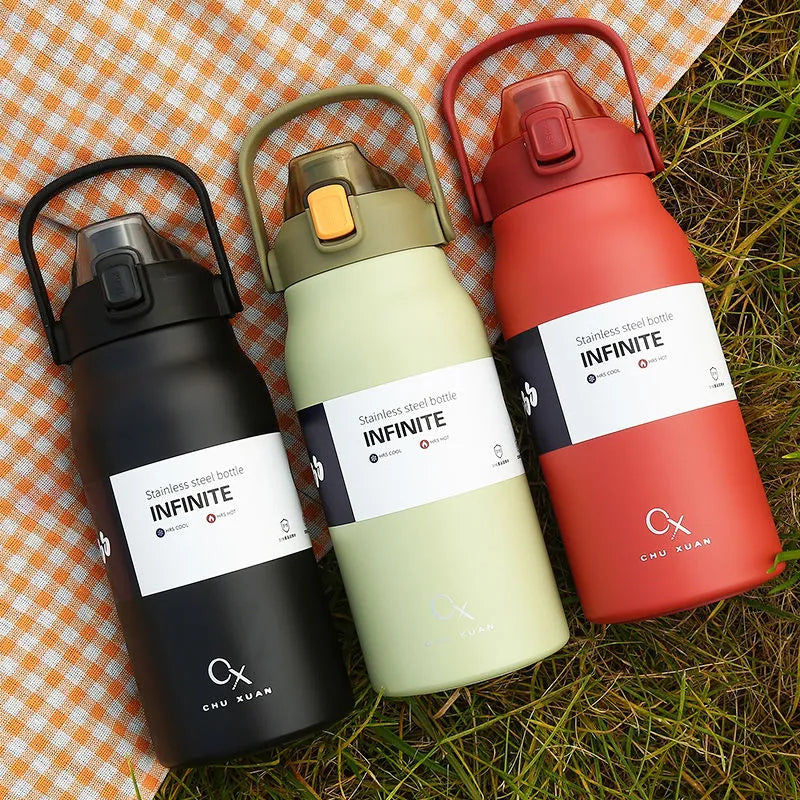 Large Capacity Thermal Water Bottle With Straw Tumbler Stainless Steel Thermo Bottle Gym Vacuum Flask Cold and Hot Insulated Cup