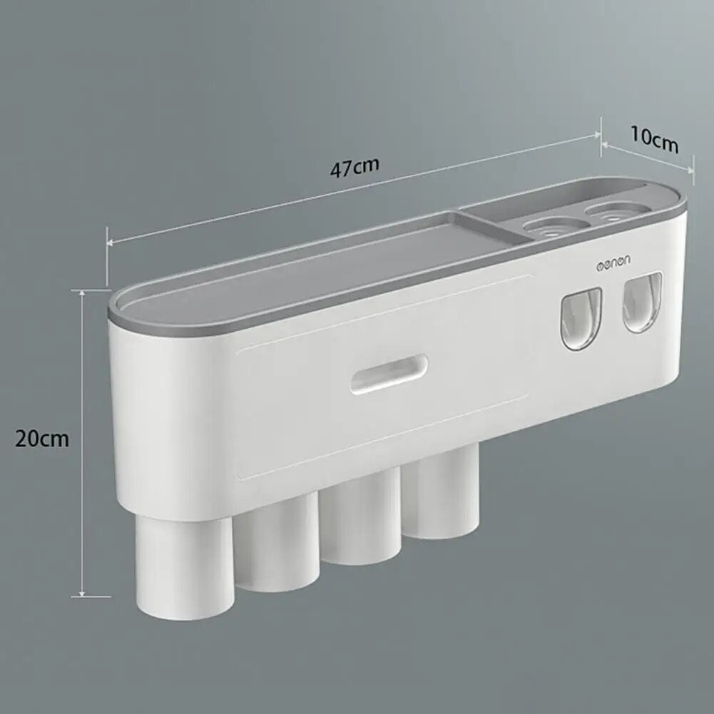 Toothbrush Holder Stand with Mouthwash Cup for Home Space Saving Cup Upside Down Punch-free Toothbrush