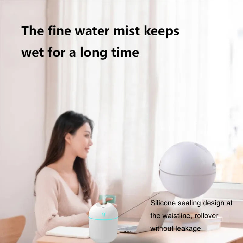 250ML Mini Air Humidifier USB Mute Essential Oil Diffuser Portable Large Spray Car Mist Maker with LED Night Lamp Diffuser