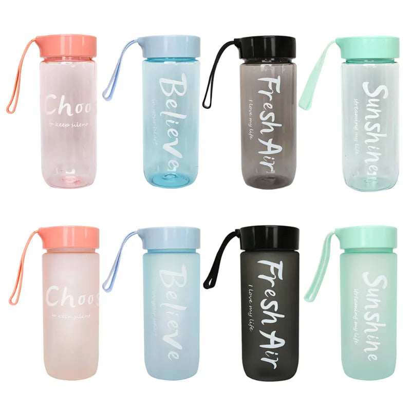 Plastic Matte Water Cup Outdoor Sports Cold Juice Water Cup Creative Frosted Water Bottle Kitchen Drinkware Couple Mug 600ML