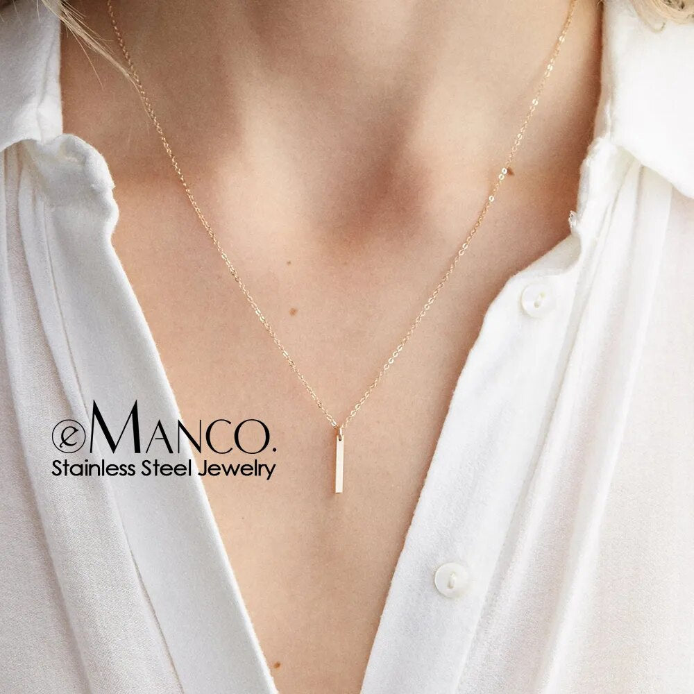 e-Manco Korean Style Women Gold Color Stainless Steel Necklace Fashion Layered Necklace Jewelry